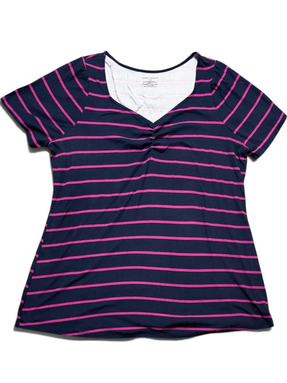 Lane Bryant Navy & Pink Striped Ribbed Top Women’s Size 18/20